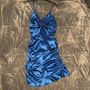 Sleek Blue Satin Dress